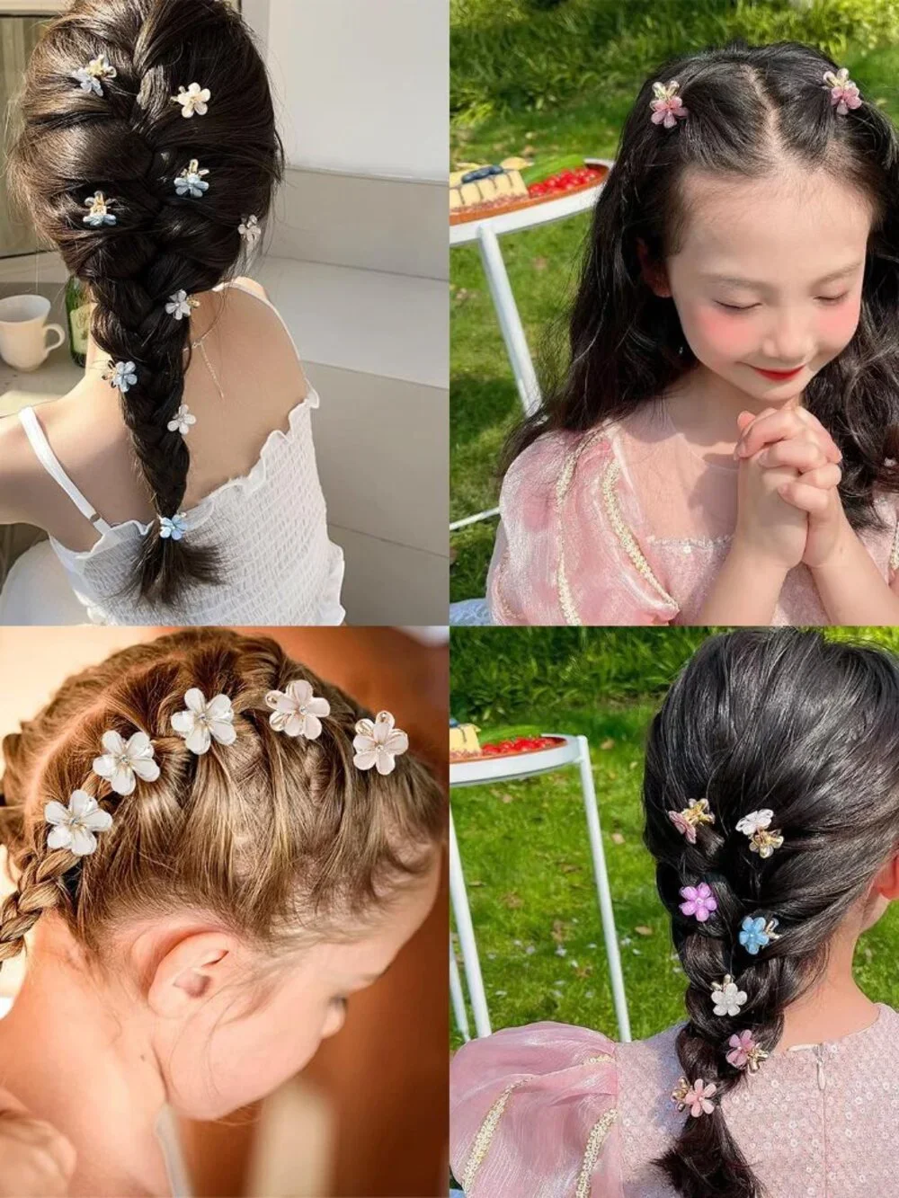 20Pcs Mini Flower Hair Clips Crystal Spring Claw Clips Small Flower Hair Claw Cl